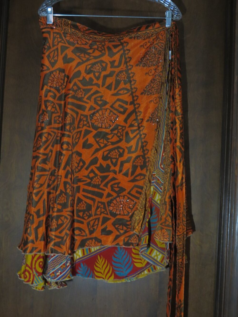 Darn Good Yarn Sari Silk Wrap Skirt Womens Goddess 14-32 Mini Reversible